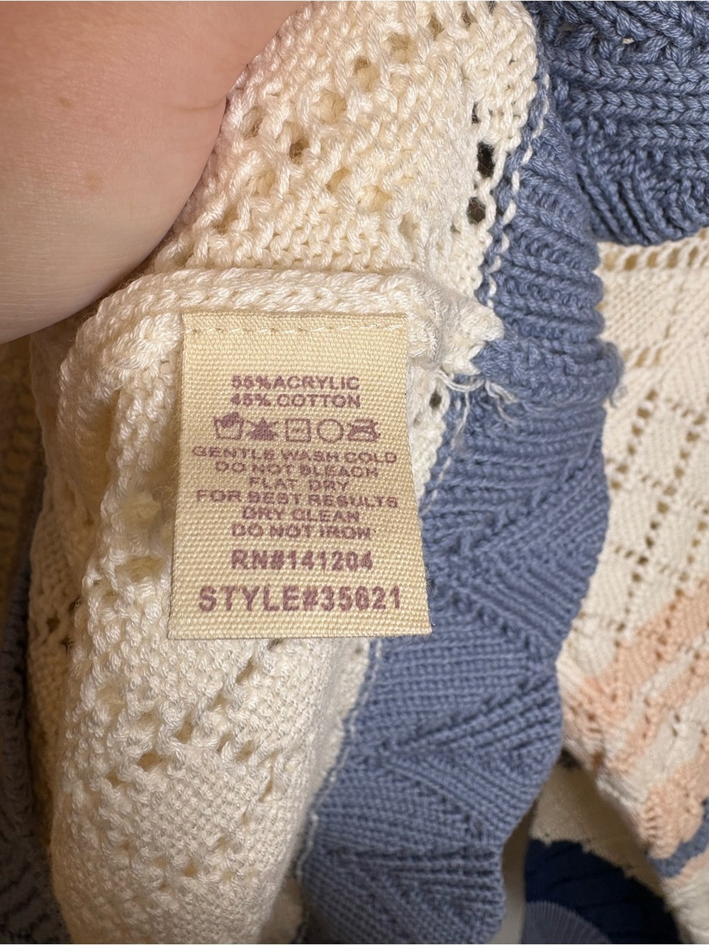 NWT Hem & Thread Ivory Blue Blush Sweater - Picture 4 of 5